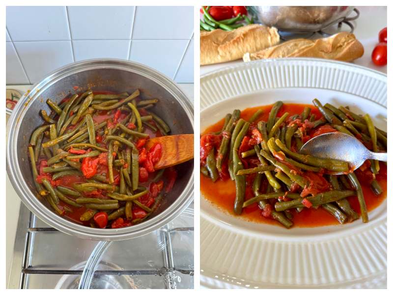 Italian green beans in tomato sauce step 5